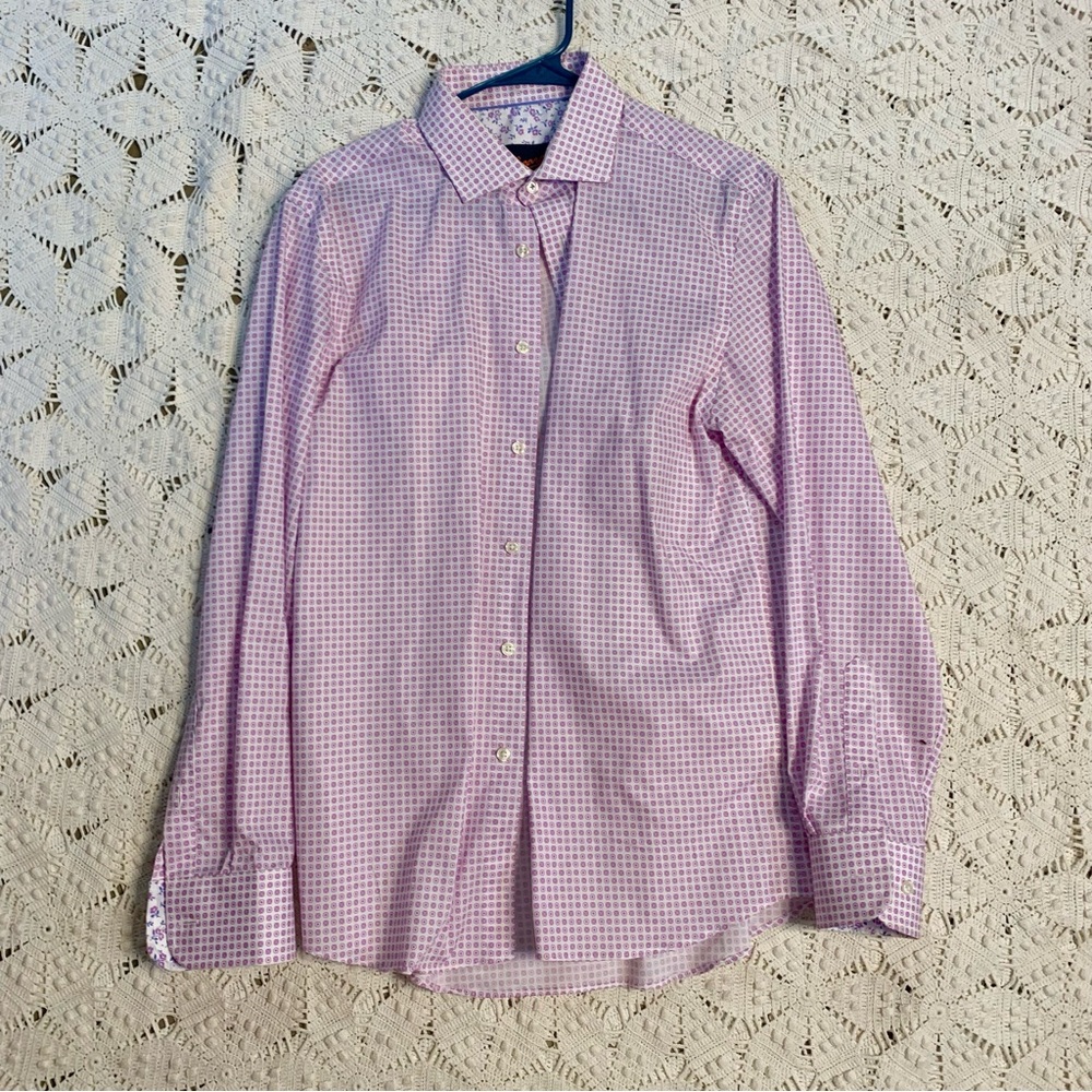 Egara Light Pink Unique Polka Dot Dress Shirt